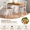 24.5" Tall White Bar Stools Set of 2 Rubber Wood Counter Chairs with Supportive Back and Footrests